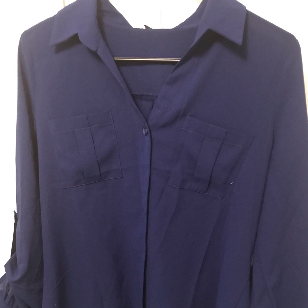 Dark blue silk blouse